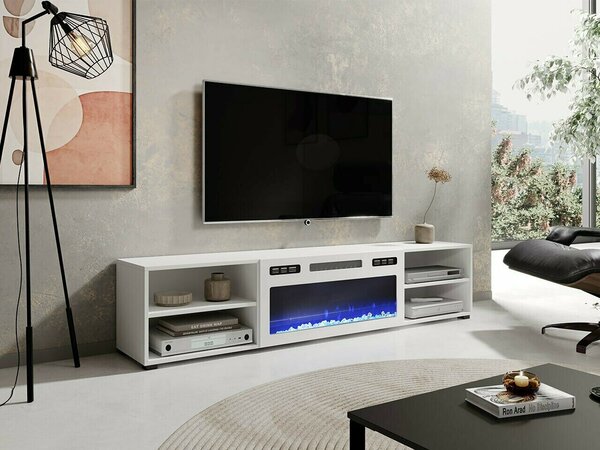 TV-állvány Charlotte 190, Laminált forgácslap, 39x180x33cm, Fehér