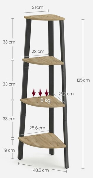 Sarokpolc TAYLOR ARTISAN 4 polc, 125x34 cm