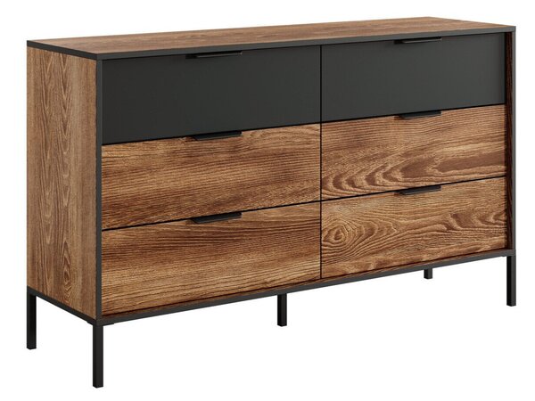Komód Flodale 100, Laminált forgácslap, 82x138x40cm, Gesztenye, Antracit