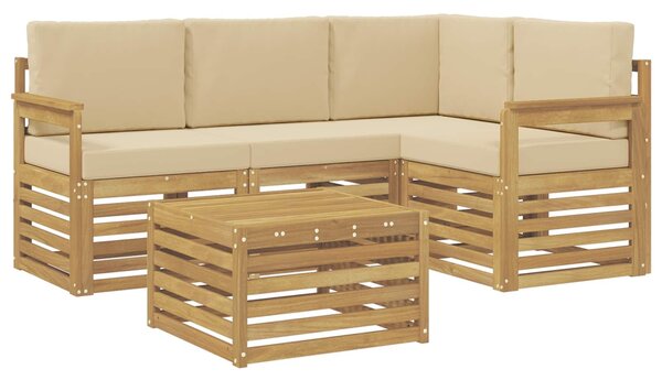 VidaXL Kültéri kanapé szett 5 pcs Fehér és Bézs 59 x 59 x 37 cm