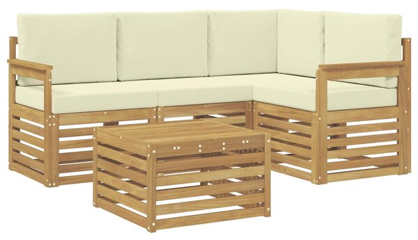 VidaXL Kültéri kanapé szett 5 pcs Fehér és Krém színű 59 x 59 x 37 cm