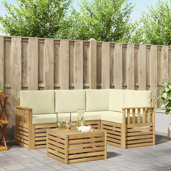 VidaXL Kültéri kanapé szett 5 pcs Fehér és Krém színű 59 x 59 x 37 cm