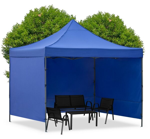 Springos® összecsukható pavilon oldalfalakkal 3x3m - kék