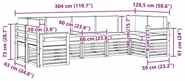 VidaXL Kültéri kanapé szett 6 pcs Fehér és világosszürke