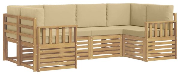 VidaXL Kültéri kanapé szett 5 pcs Fehér és bézs 245 x 128,5 x 73 cm