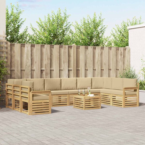 VidaXL Kültéri kanapé szett 8 pcs Fehér és bézs 59 x 59 x 37 cm