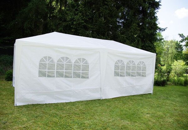 Kerti party sátor 3×6 m fehér ablak/cipzár és PE sátor