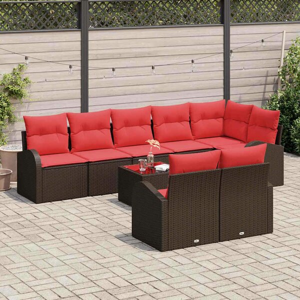 VidaXL Kerti Kanapé Szett 9 pcs Barna polirattan