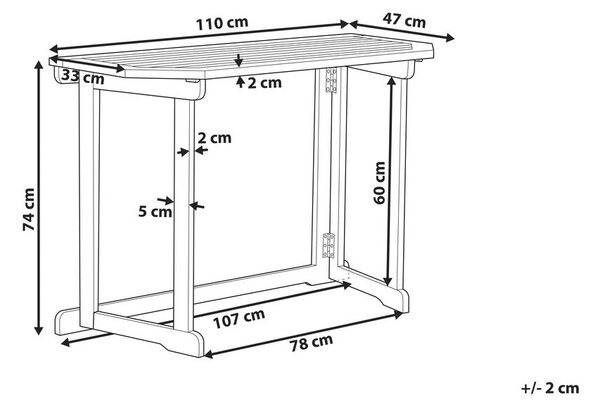 Erkély asztal TREIA 110 cm 47 cm Akácfa Barna