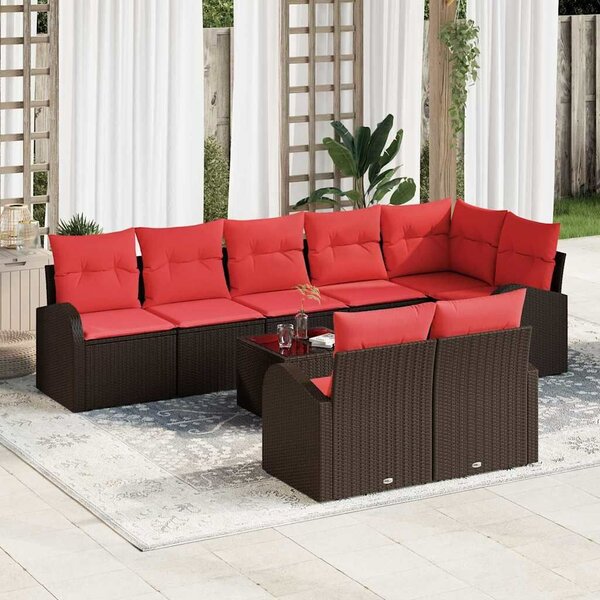 VidaXL Kerti Kanapé Szett 9 pcs Barna polirattan