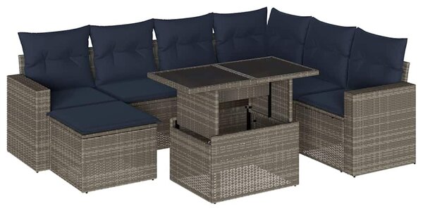 VidaXL 8 db szürke polyrattan kerti kanapégarnitúra párnákkal