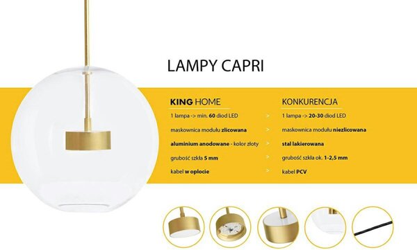 MOOSEE Capri 4 LED Függőlámpa Üveg Arany Buborékos