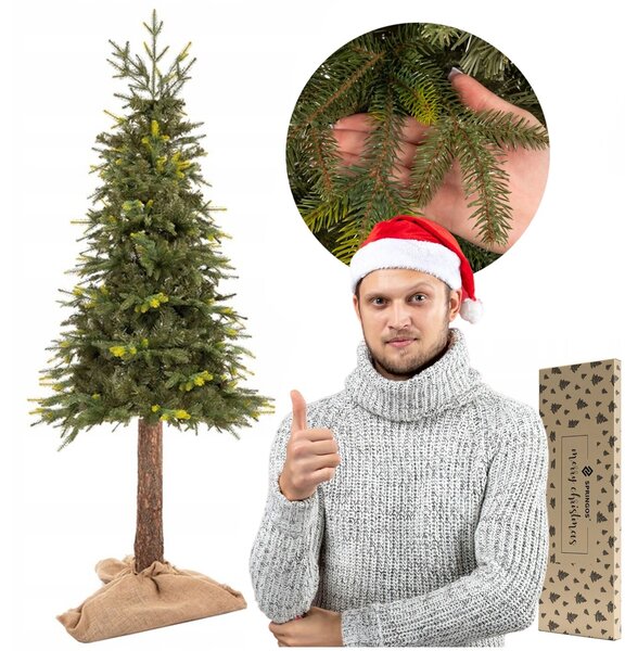 Springos luc műfenyő természetes törzsön 220cm