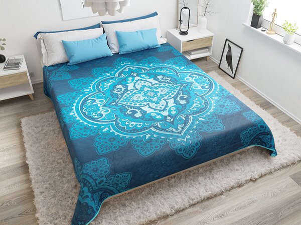 Mandala kék ágytakaró