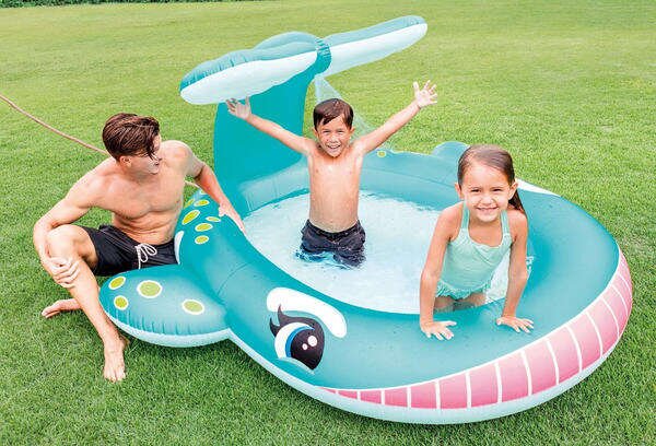 Intex 201x196x91cm spriccelő Pancsoló - Bálna (57440NP) - kék