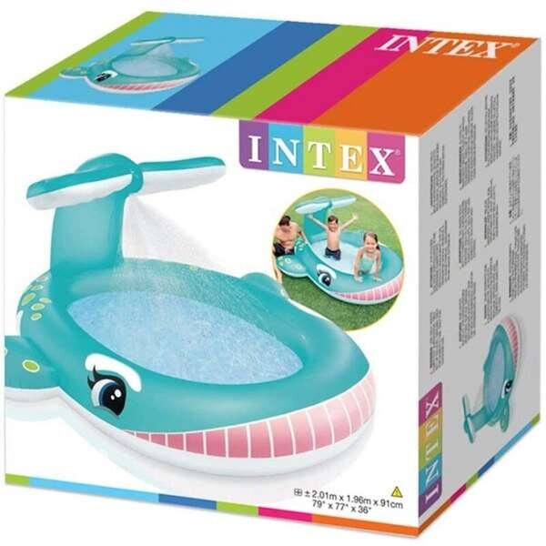 Intex 201x196x91cm spriccelő Pancsoló - Bálna (57440NP) - kék