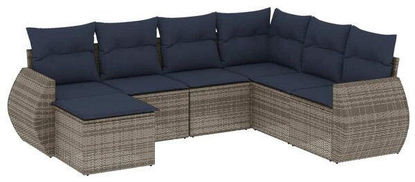 VidaXL 7 db szürke polyrattan kerti kanapégarnitúra párnákkal
