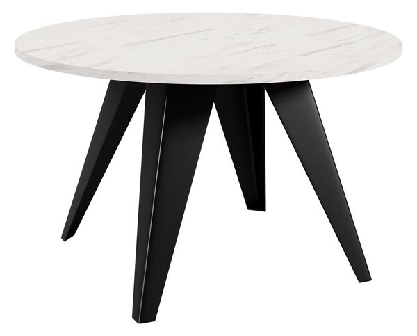 Dohányzóasztal Oswego 116, Fém, 50cm, Fehér márvány, Fekete