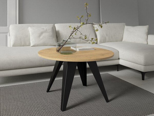 Dohányzóasztal Oswego 116, Fém, 50cm, Fekete, Lancelot tölgy