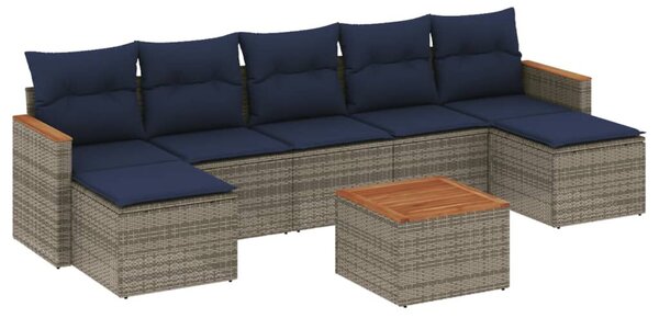 VidaXL 8 db szürke polyrattan kerti kanapégarnitúra párnákkal