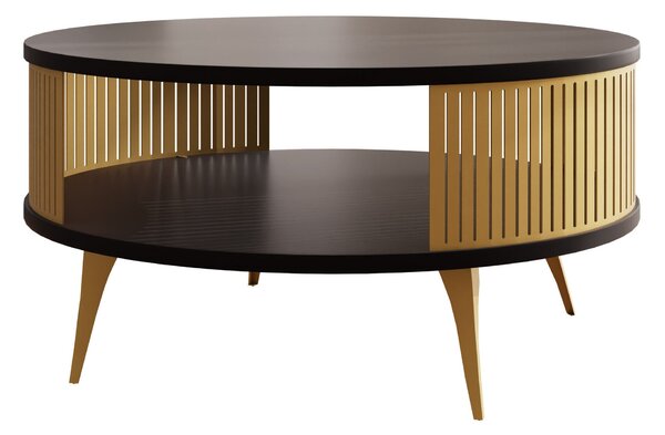 Dohányzóasztal Vitum I, Fém, Laminált forgácslap, 44cm, Fekete, Aranysárga