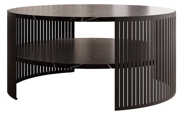 Dohányzóasztal Civer, Fém, Laminált forgácslap, 40cm, Fekete, Fekete márvány