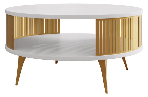 Dohányzóasztal Vitum I, Fém, Laminált forgácslap, 44cm, Fehér, Aranysárga