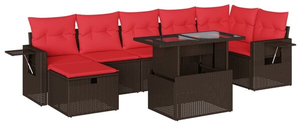 VidaXL 8 db barna polyrattan kerti kanapégarnitúra párnákkal