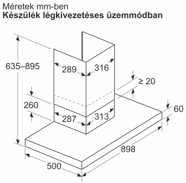Bosch Serie 4, Falra szerelhető páraelszívó, 90 cm, Fekete, DWB95CC60