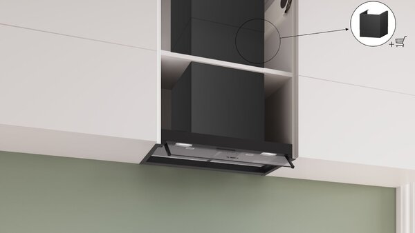 Bosch Serie 4, integrált kialakítású páraelszívó, 60 cm, Üveg, Fekete, DBB65CC60