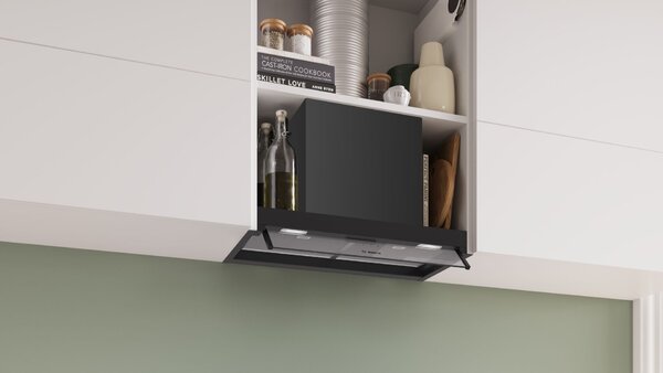 Bosch Serie 4, integrált kialakítású páraelszívó, 60 cm, Üveg, Fekete, DBB65CC60