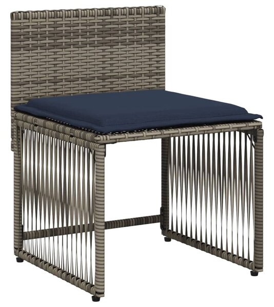 VidaXL 7 db szürke polyrattan kerti étkezőgarnitúra párnákkal