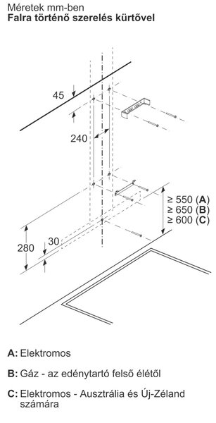 Bosch Serie 4, Falra szerelhető páraelszívó, 90 cm, Fekete, DWB95CC60