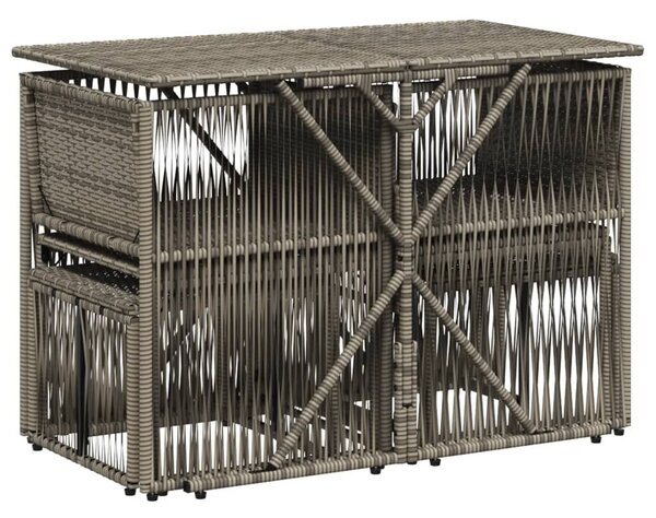VidaXL 7 db szürke polyrattan kerti étkezőgarnitúra párnákkal
