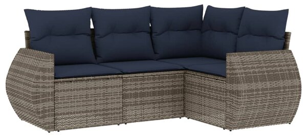 VidaXL 4 db szürke polyrattan kerti kanapégarnitúra párnákkal