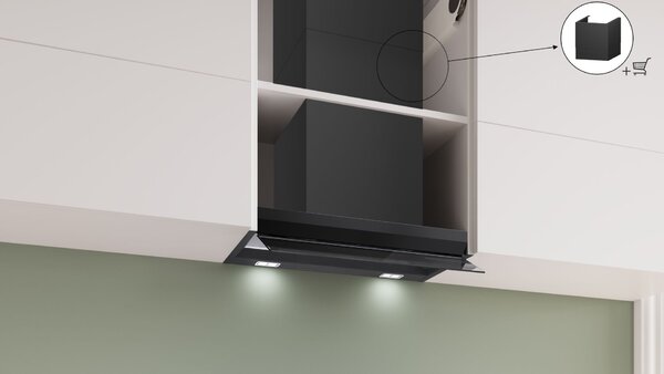 Bosch Serie 6, integrált kialakítású páraelszívó, 60 cm, Fekete üveg, Fekete, DBB67DP60