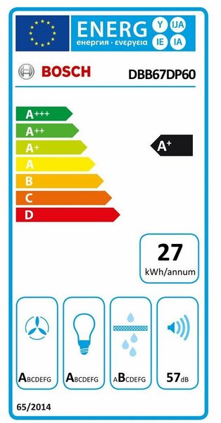Bosch Serie 6, integrált kialakítású páraelszívó, 60 cm, Fekete üveg, Fekete, DBB67DP60