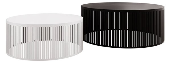 Dohányzóasztal szett Prunis, Laminált forgácslap, Fém, 30cm, Fekete, Fehér