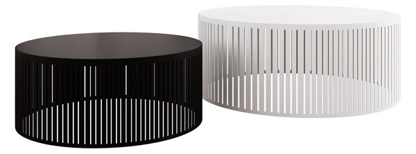 Dohányzóasztal szett Prunis, Laminált forgácslap, Fém, 30cm, Fekete, Fehér