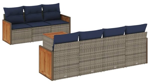 VidaXL 8 db szürke polyrattan kerti kanapégarnitúra párnákkal
