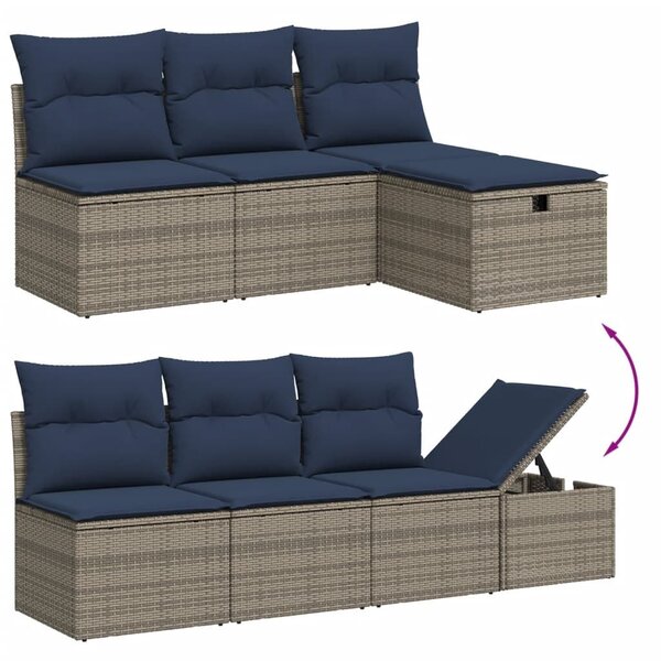 VidaXL 9 db szürke polyrattan kerti kanapégarnitúra párnákkal