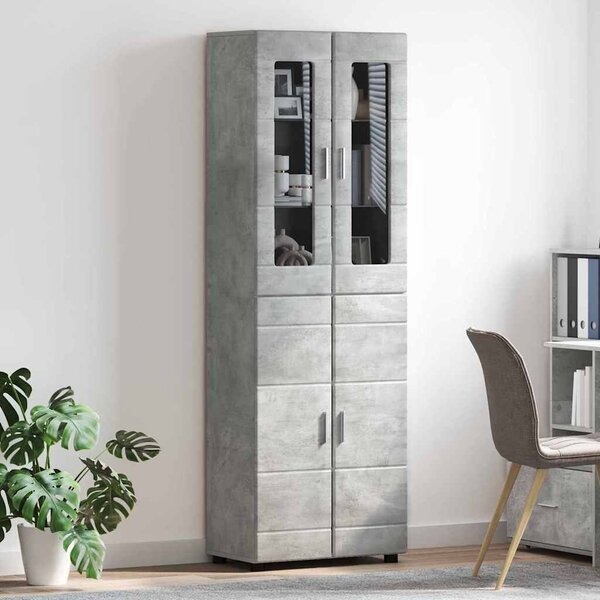 VidaXL Magasfiú FLORIN 60 x 35 x 182 cm Beton Szürke Szerelt Fa