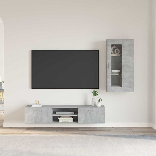 VidaXL TV szekrény garnitúra FLORIN 3 db Beton Szürke Szerelt Fa