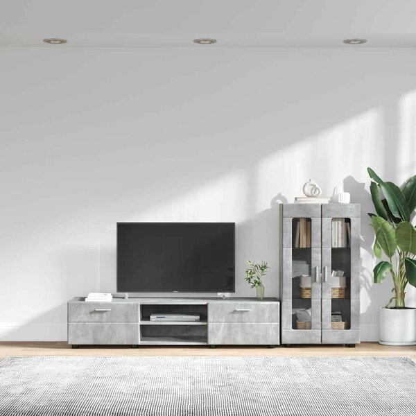 VidaXL TV szekrény garnitúra FLORIN 3 db Beton Szürke Szerelt Fa