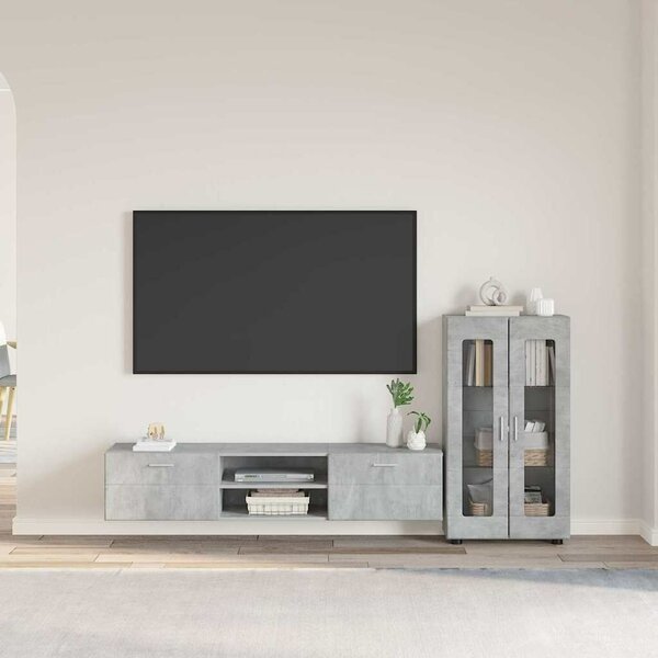 VidaXL TV szekrény garnitúra FLORIN 3 db Beton Szürke Szerelt Fa