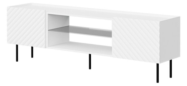 TV-állvány Sillen II, Közepes sűrűségű farostlemez, Laminált forgácslap, 59x181x40cm, Fekete, Fehér