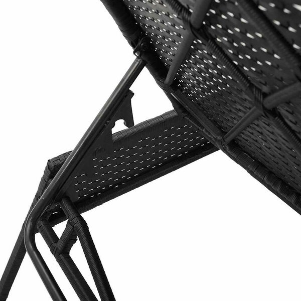 VidaXL fekete polyrattan napozóágy párnával