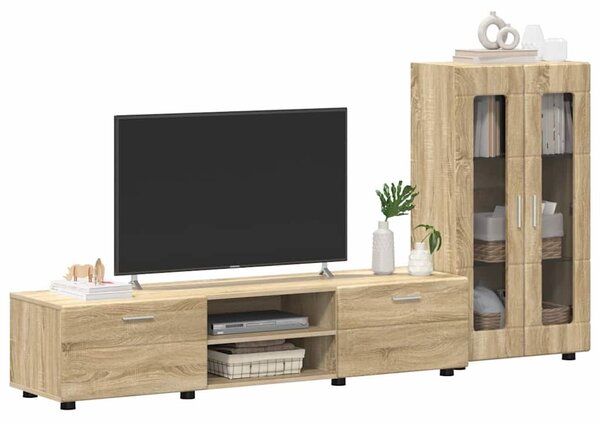 VidaXL TV szekrény garnitúra FLORIN 3 db Sonoma tölgy Szerelt Fa
