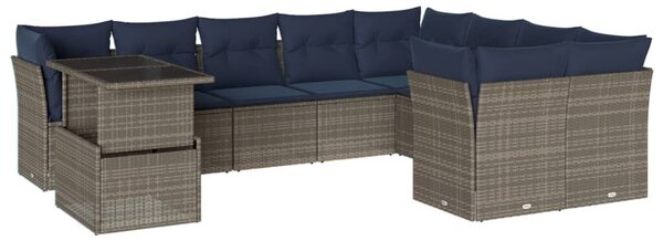 VidaXL 10 db szürke polyrattan kerti kanapégarnitúra párnákkal
