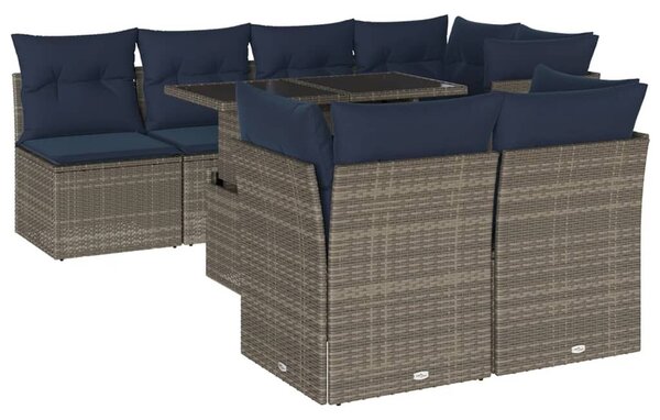 VidaXL 8 db szürke polyrattan kerti kanapégarnitúra párnákkal
